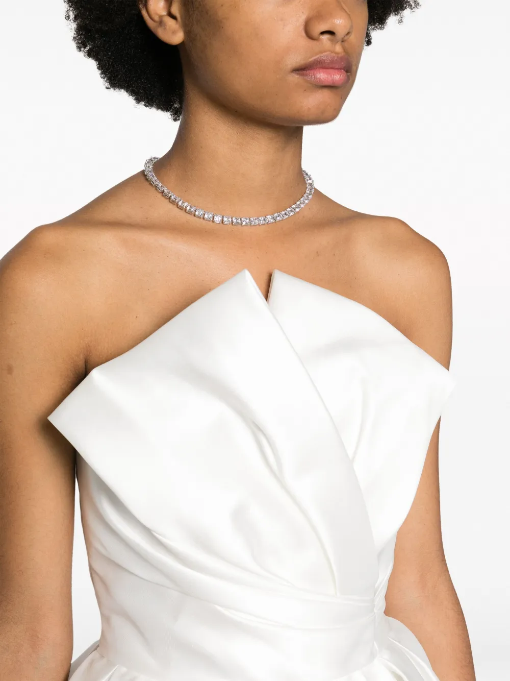 Alberta Ferretti Asymmetrische gelaagde maxi-jurk Wit