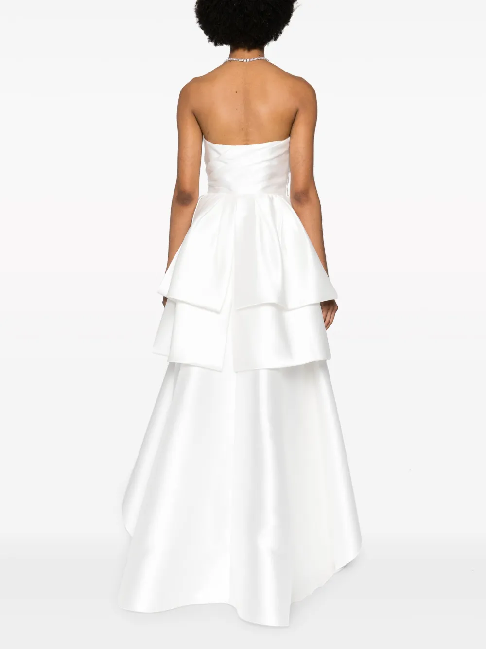 Alberta Ferretti Asymmetrische gelaagde maxi-jurk Wit