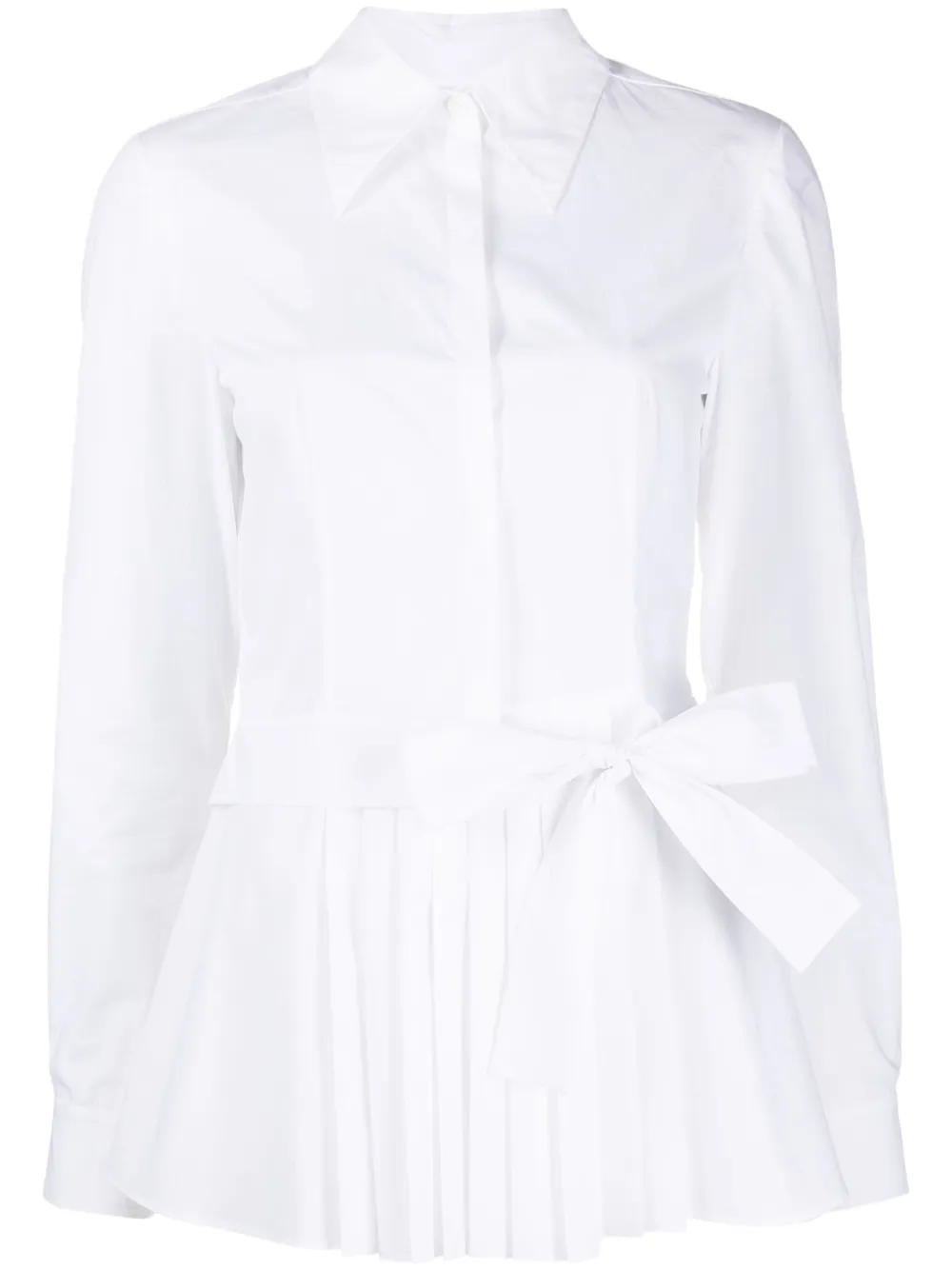 Alberta Ferretti Belted-waist Flared-hem Shirt In White