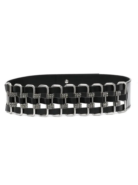 Alberta Ferretti crystal-embellished interwoven leather belt