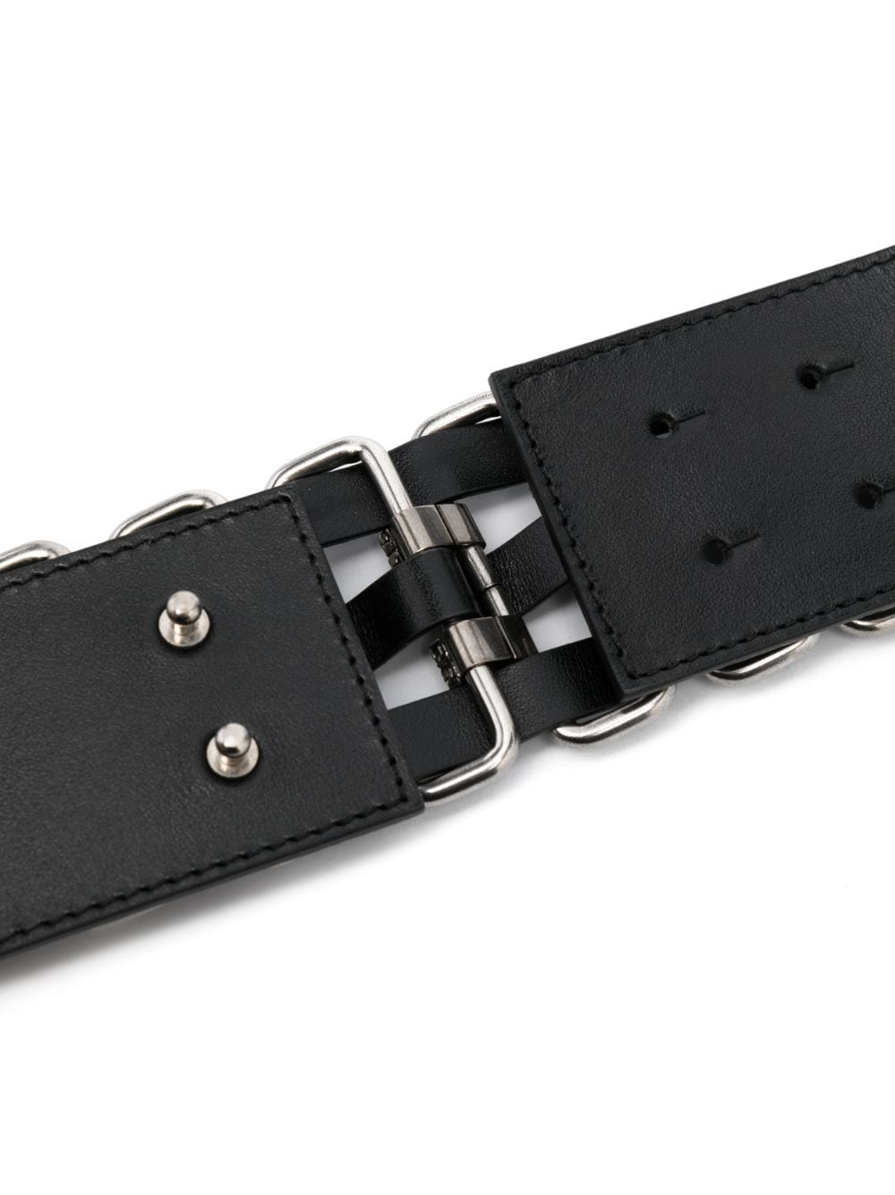 Shop Alberta Ferretti Crystal-embellished Interwoven Leather Belt In Black