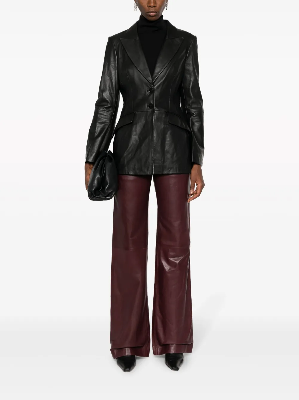 Alberta Ferretti mid-rise flared leather trousers - Rood