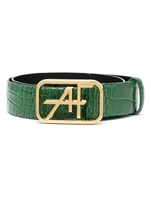 Alberta Ferretti logo-buckle crocodile-embossed leather belt
