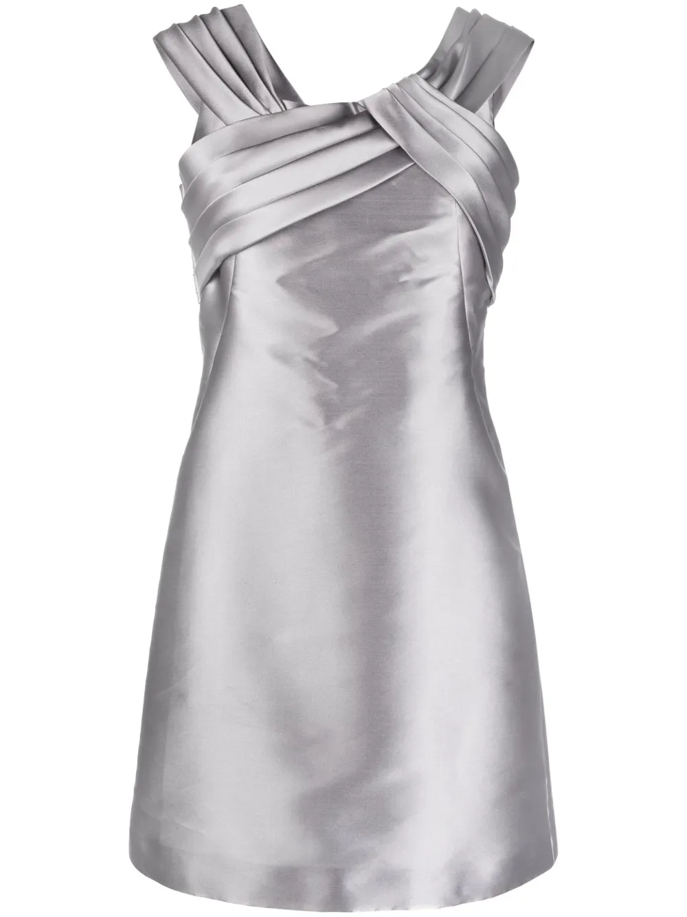 Alberta Ferretti Pleated Mikado Minidress In Grey