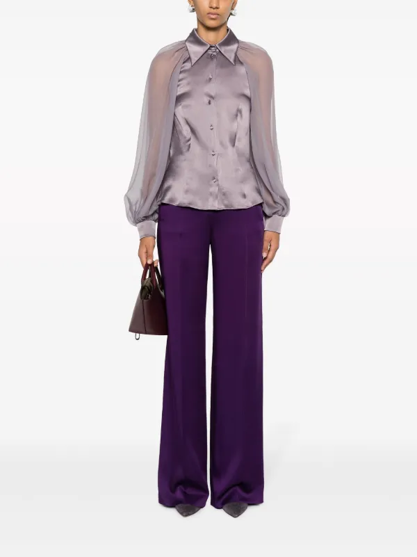 パンツ a Ferretti Straight-Leg Trousers With Satin Finish Alberta Ferretti Alberta Ferretti Straight-Leg Satin Pants