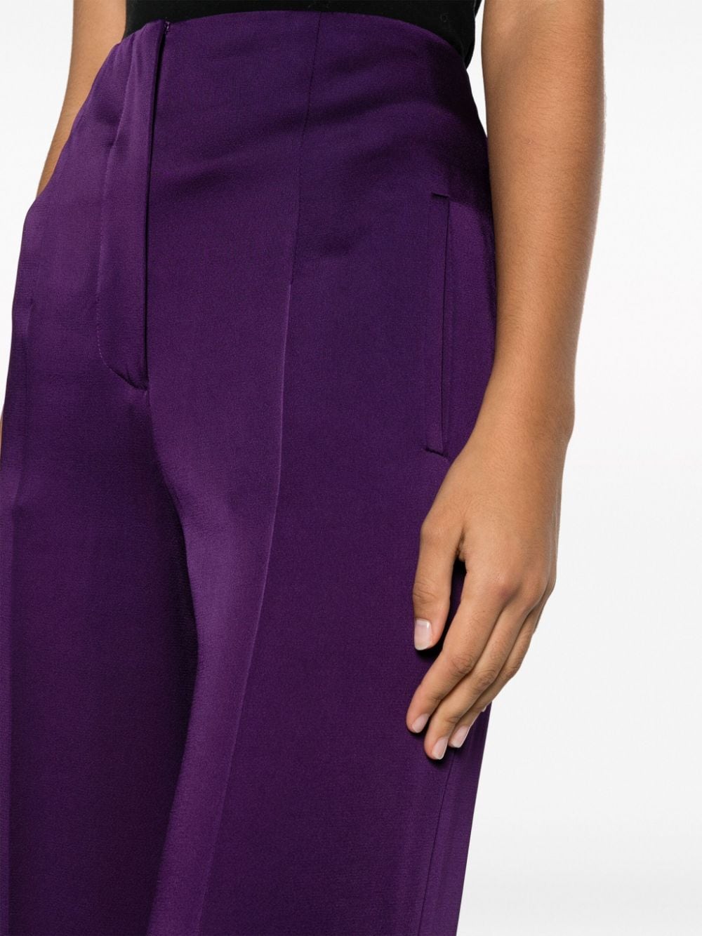 Shop Alberta Ferretti Pleat-detail Straight-leg Trousers In Purple