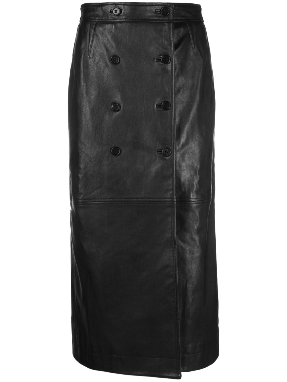 Alberta Ferretti pencil leather midi skirt - Black