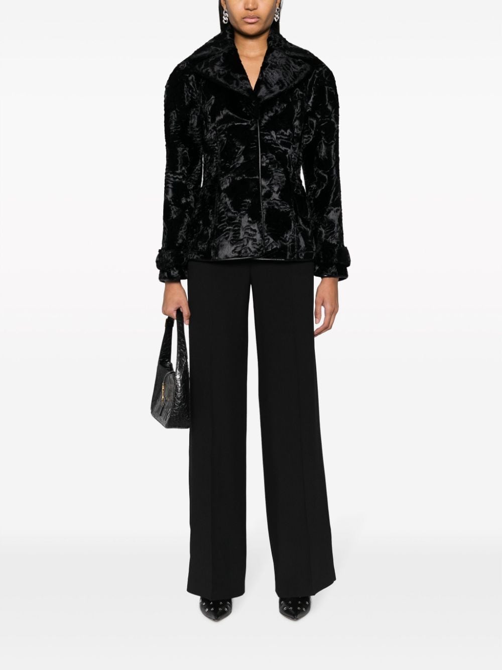 Alberta Ferretti high-waist straight-leg trousers - Zwart