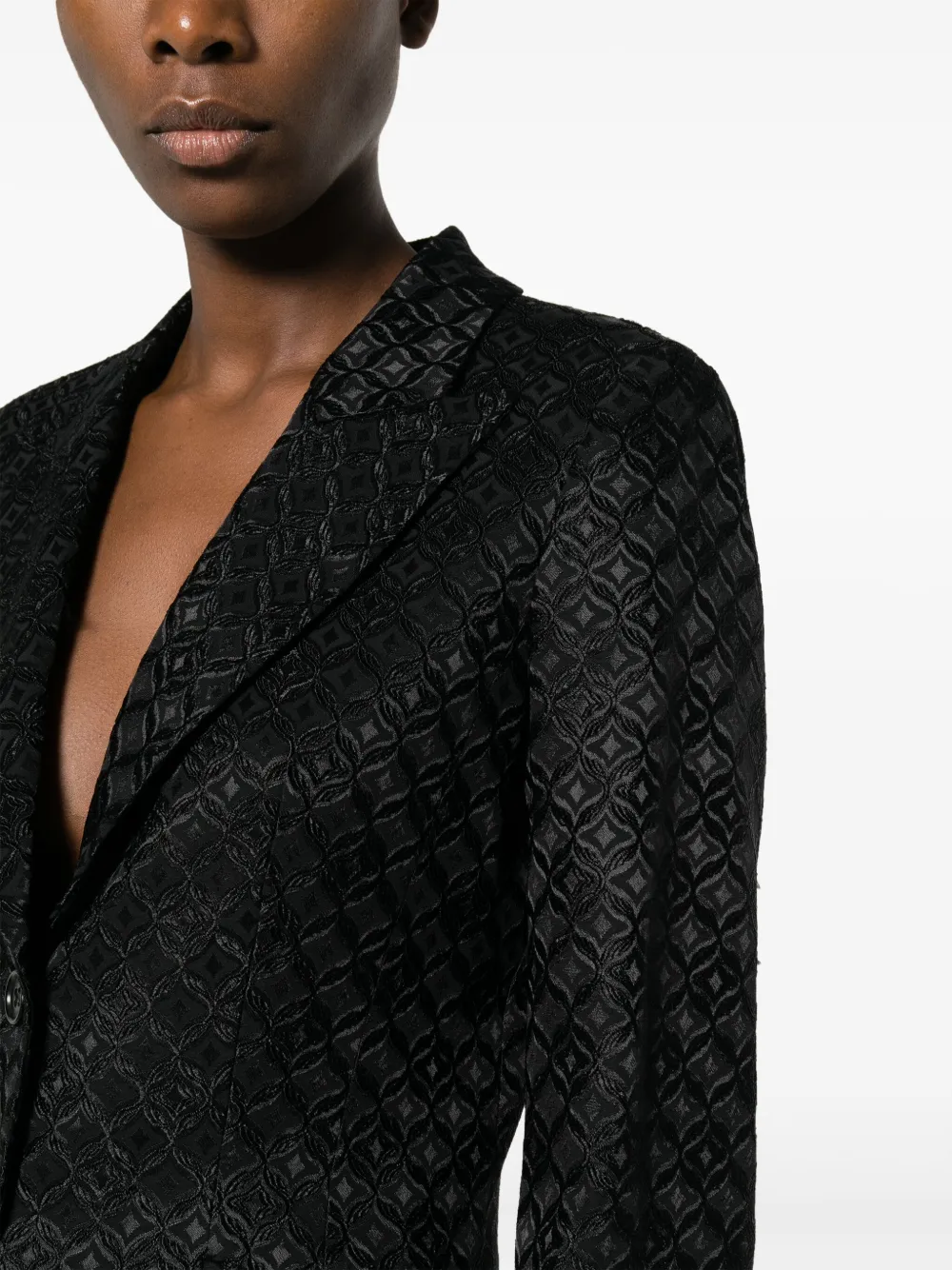 Alberta Ferretti Blazer met revers-kraag en jacquard-patroon Zwart