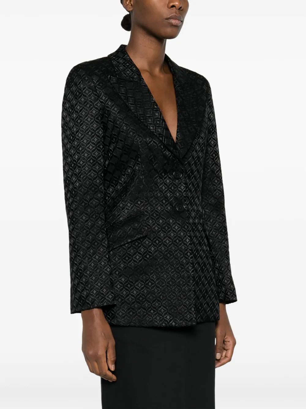 Alberta Ferretti Blazer met revers-kraag en jacquard-patroon Zwart