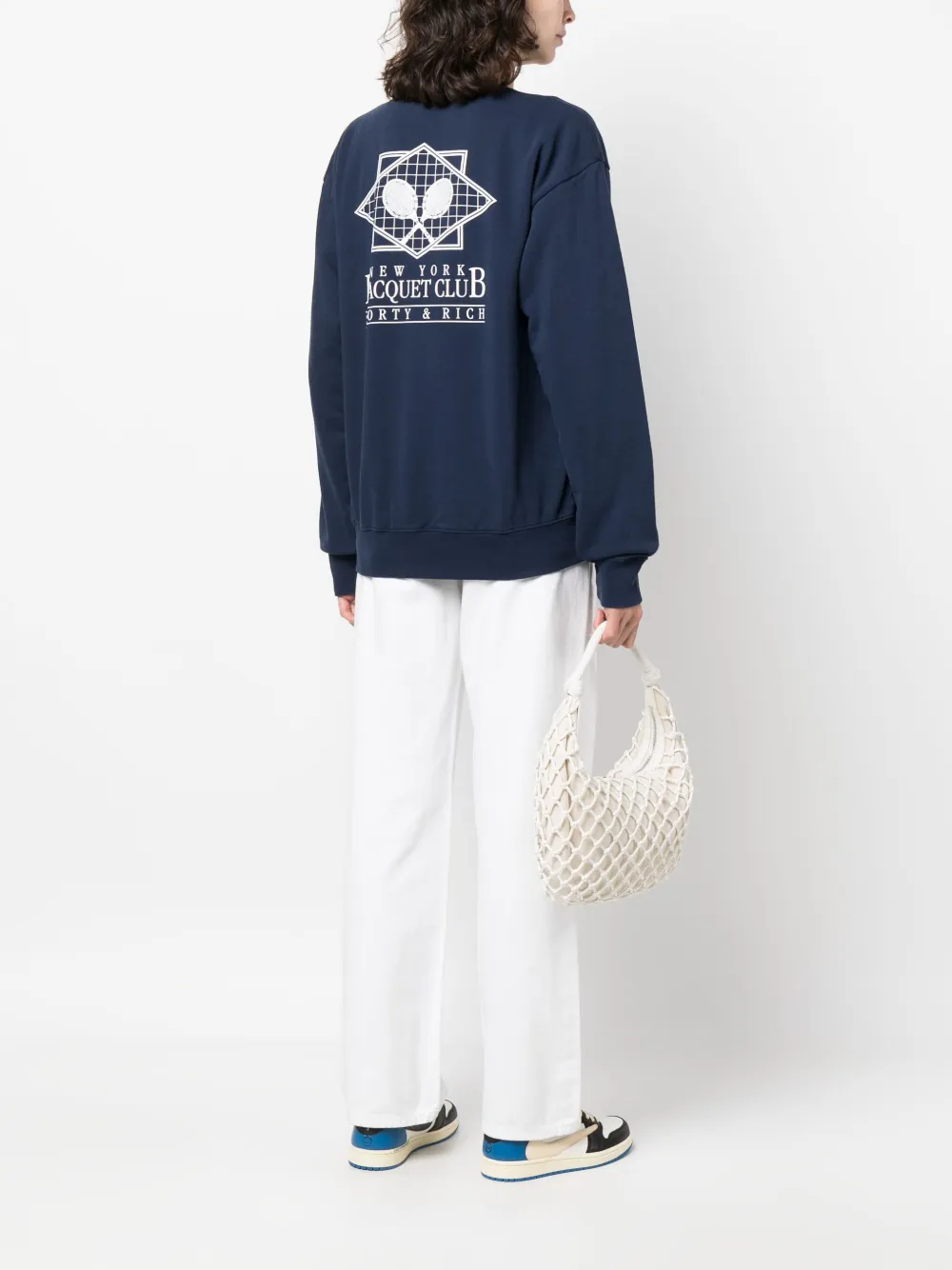Sporty & Rich logo-print cotton sweatshirt - Blauw