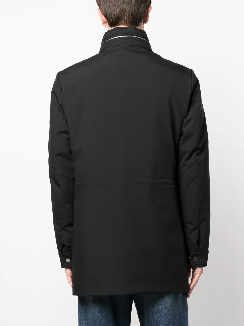 Moorer High-neck Padded Trench Coat In Black