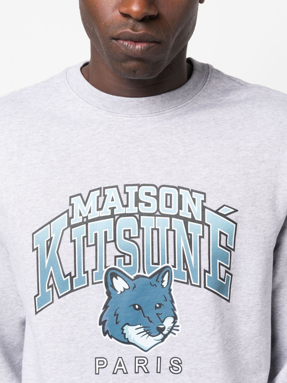 Shop Maison Kitsuné Logo-print Cotton Sweatshirt In Grey