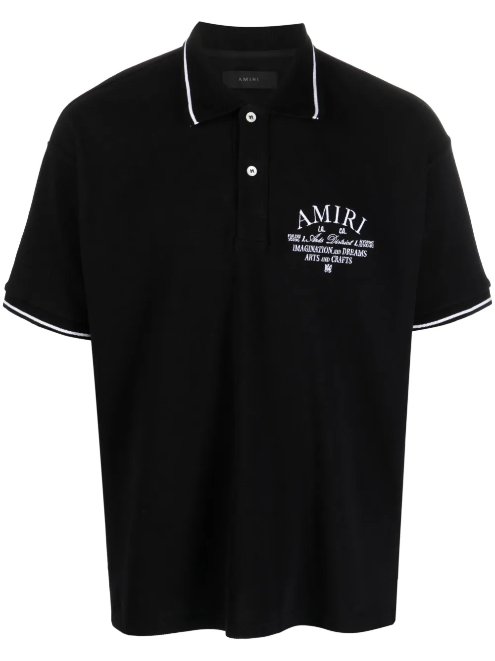 Amiri Black Polo Shirt With Classic Collar And Logo Embroidery On Front And Rear In Schwarz