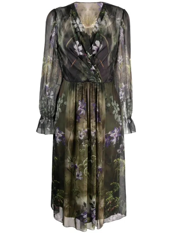 slim fit dress slacks Long silk gown with metallic embroidery