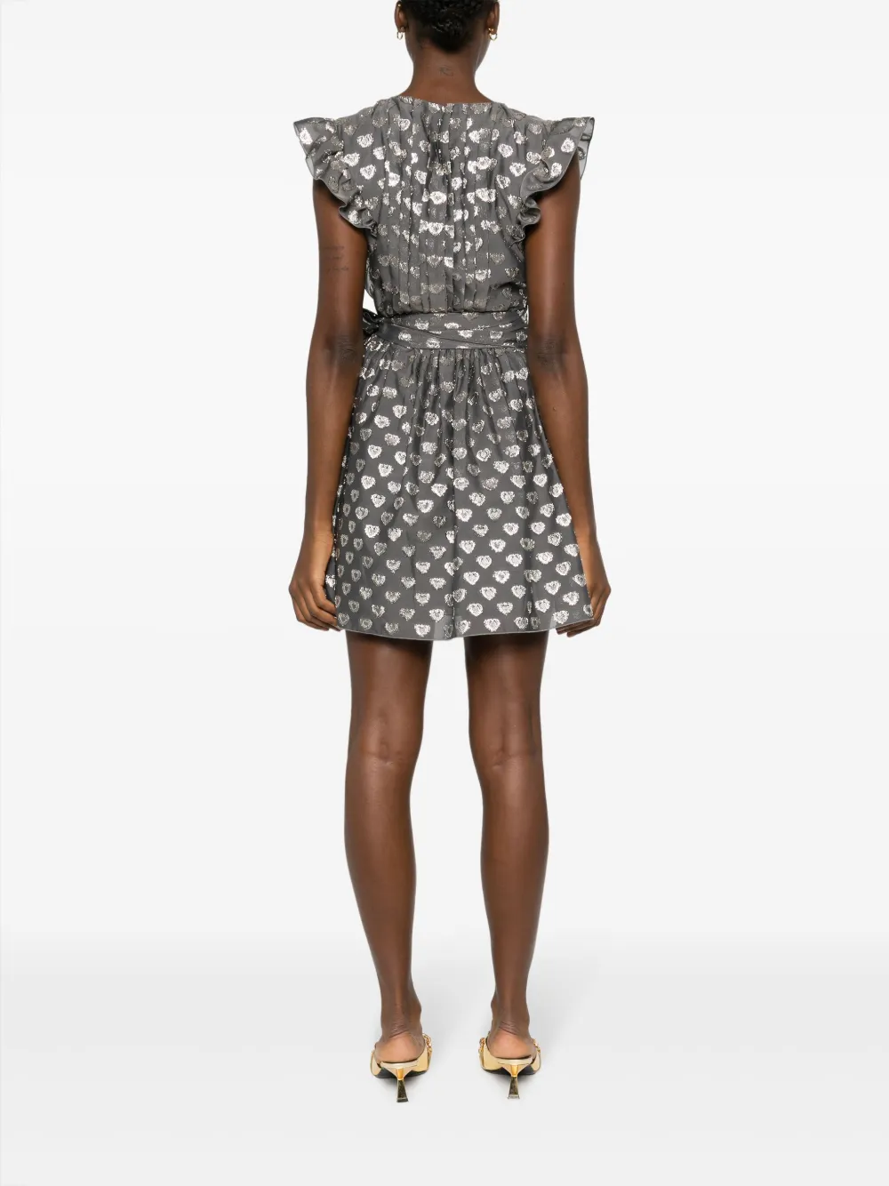 Alberta Ferretti Mini-jurk met ruches en hartpatroon Grijs