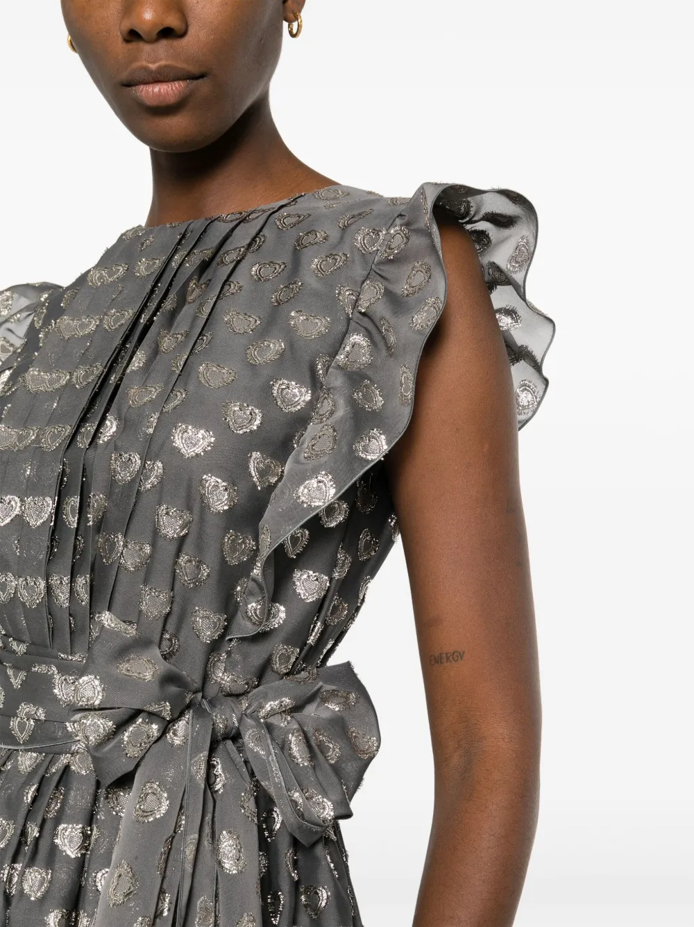 Alberta Ferretti Mini-jurk met ruches en hartpatroon Grijs