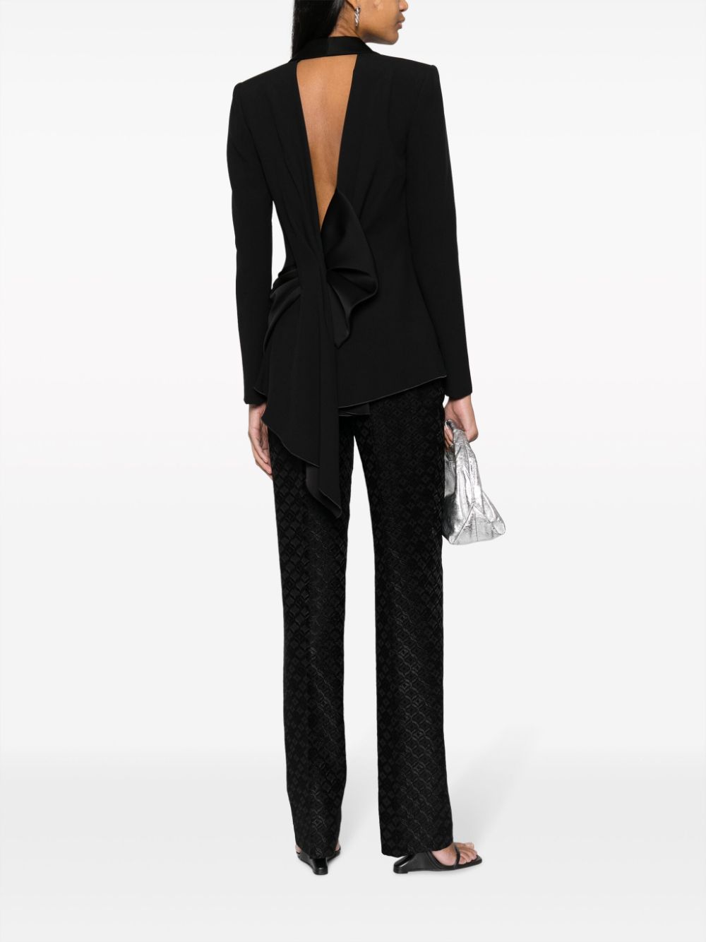 Alberta Ferretti cut-out V-neck blazer - Zwart