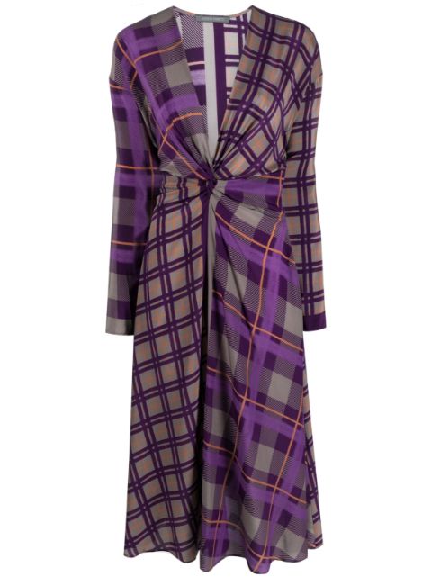 Alberta Ferretti check-pattern silk midi dress