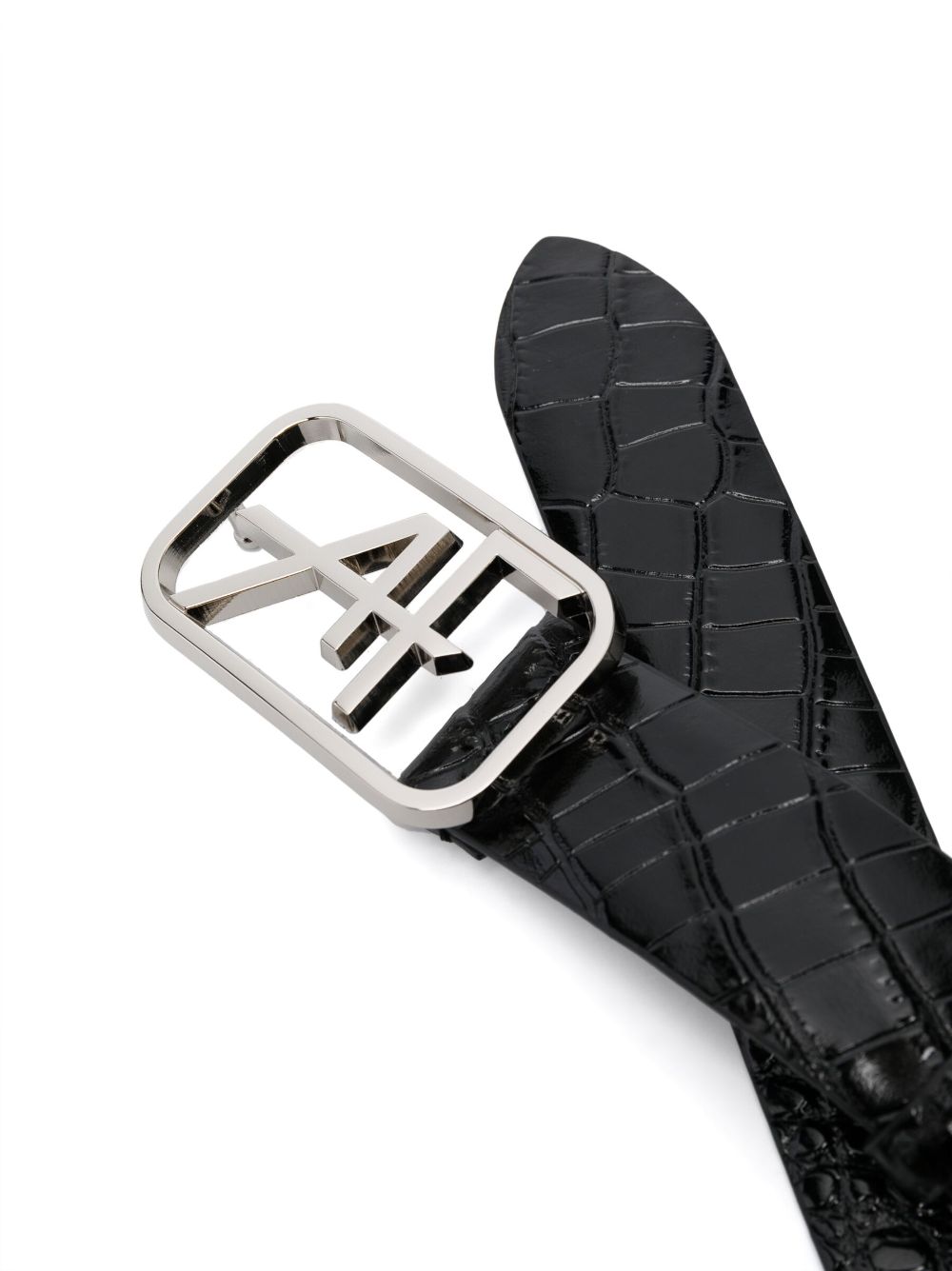 Alberta Ferretti logo-buckle crocodile-embossed Leather Belt