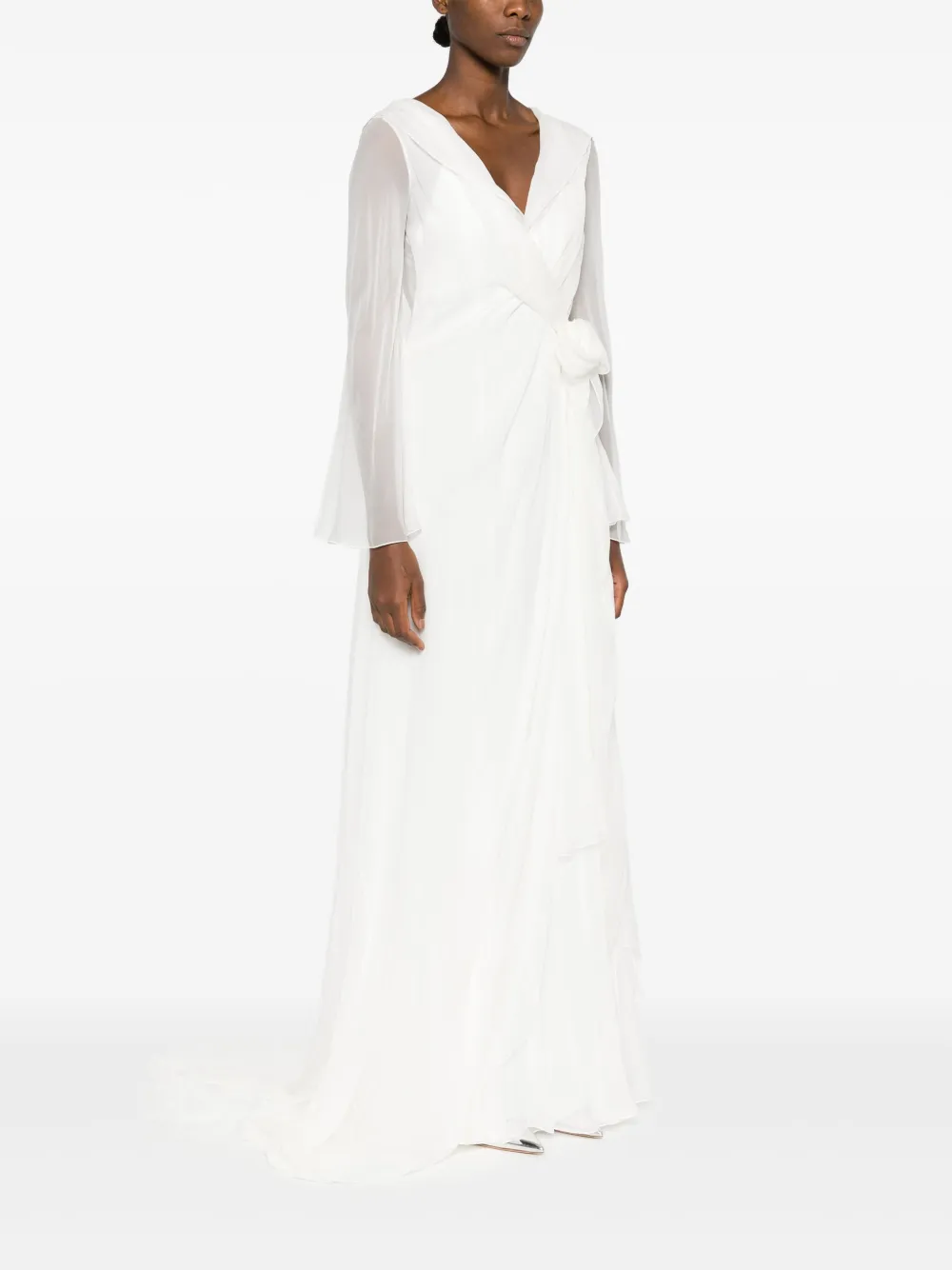 Alberta Ferretti Gedrapeerde maxi-jurk Wit
