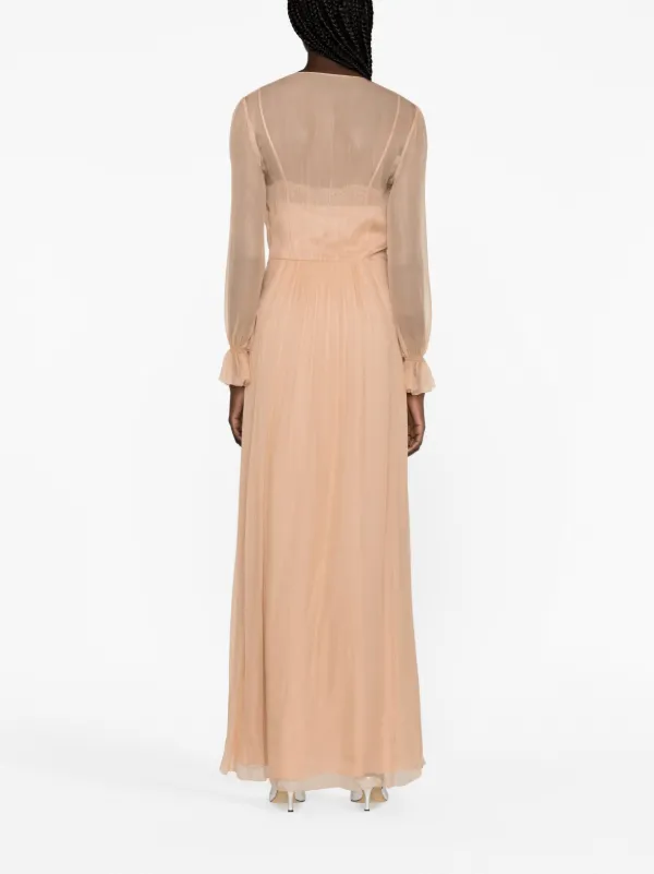 open lace back dress Layered Pleated Chiffon Gown main image 0