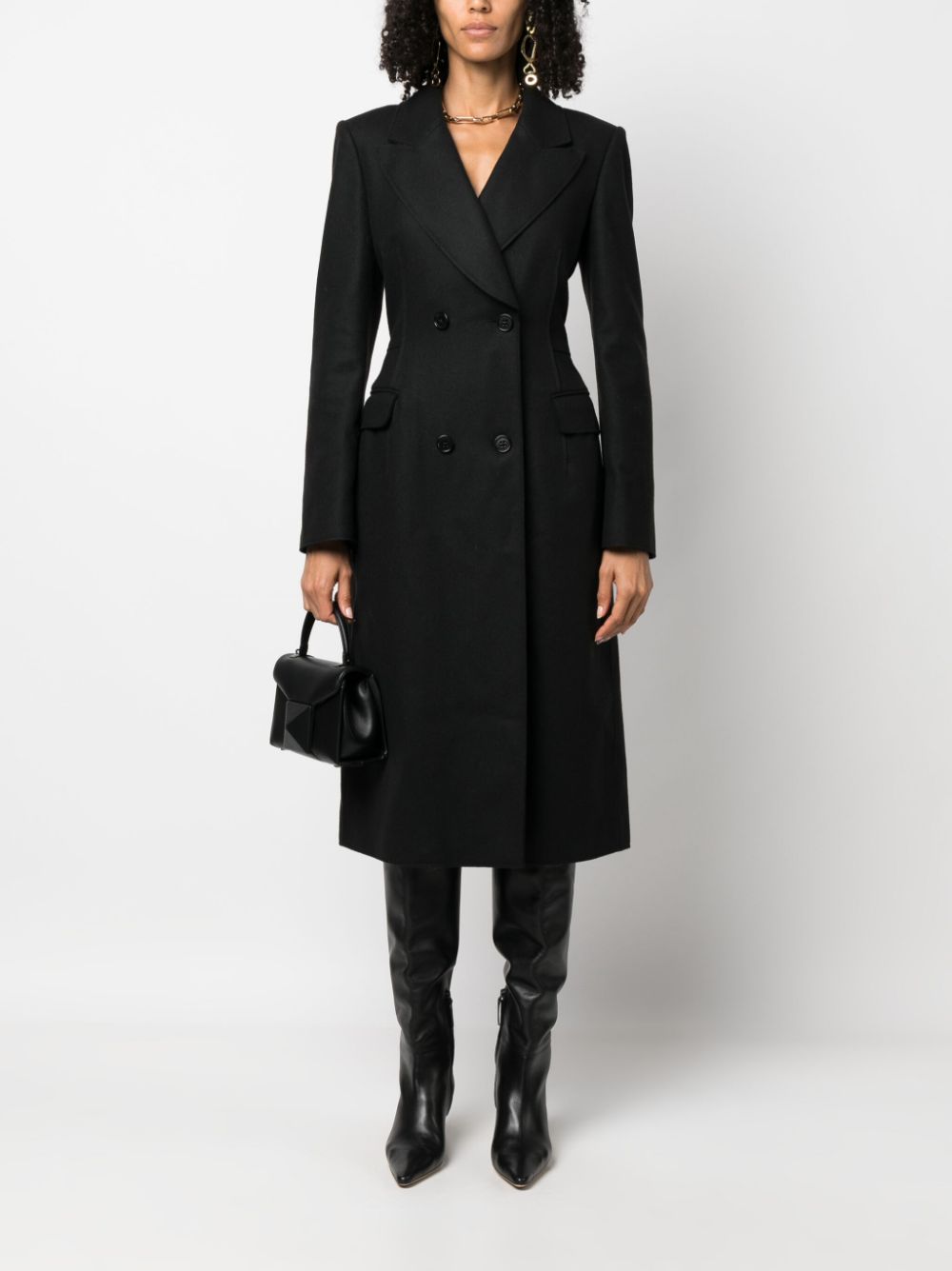 Alberta Ferretti notched-lapel double-breasted coat - Zwart