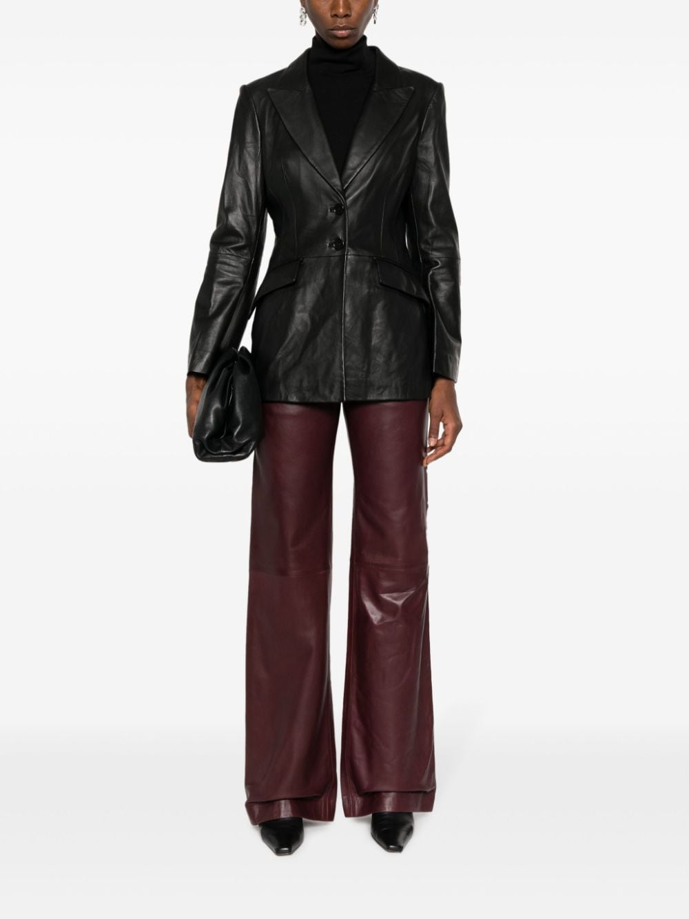 Alberta Ferretti single-breasted leather blazer - Zwart