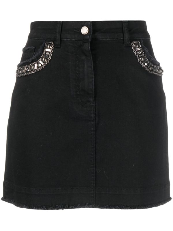 Black denim skirt outlet with chain