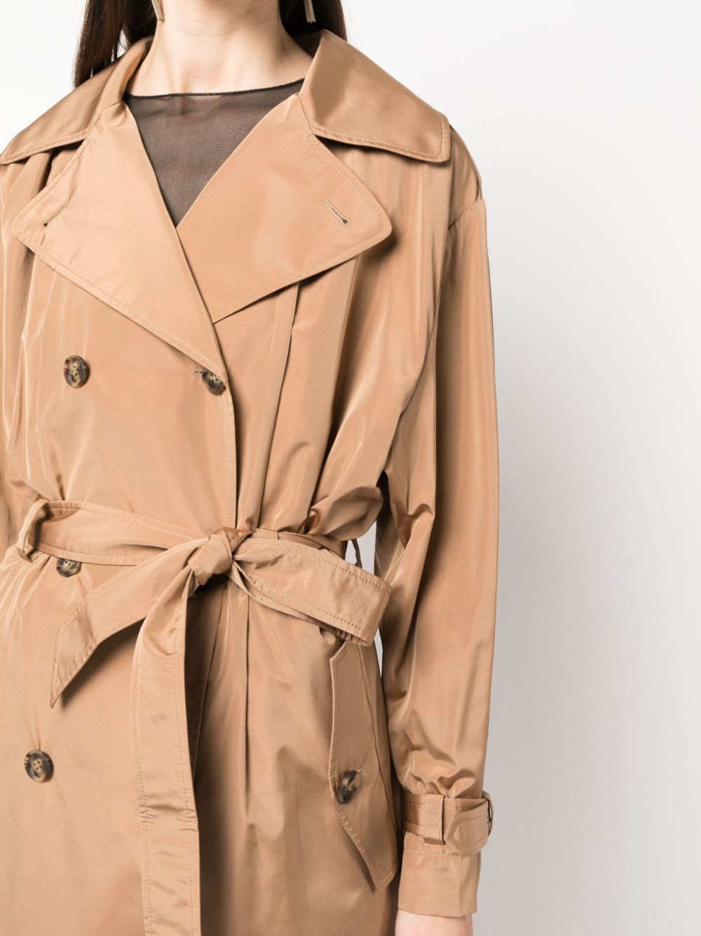 Shop Alberta Ferretti Double-breasted Trench Coat In Brown