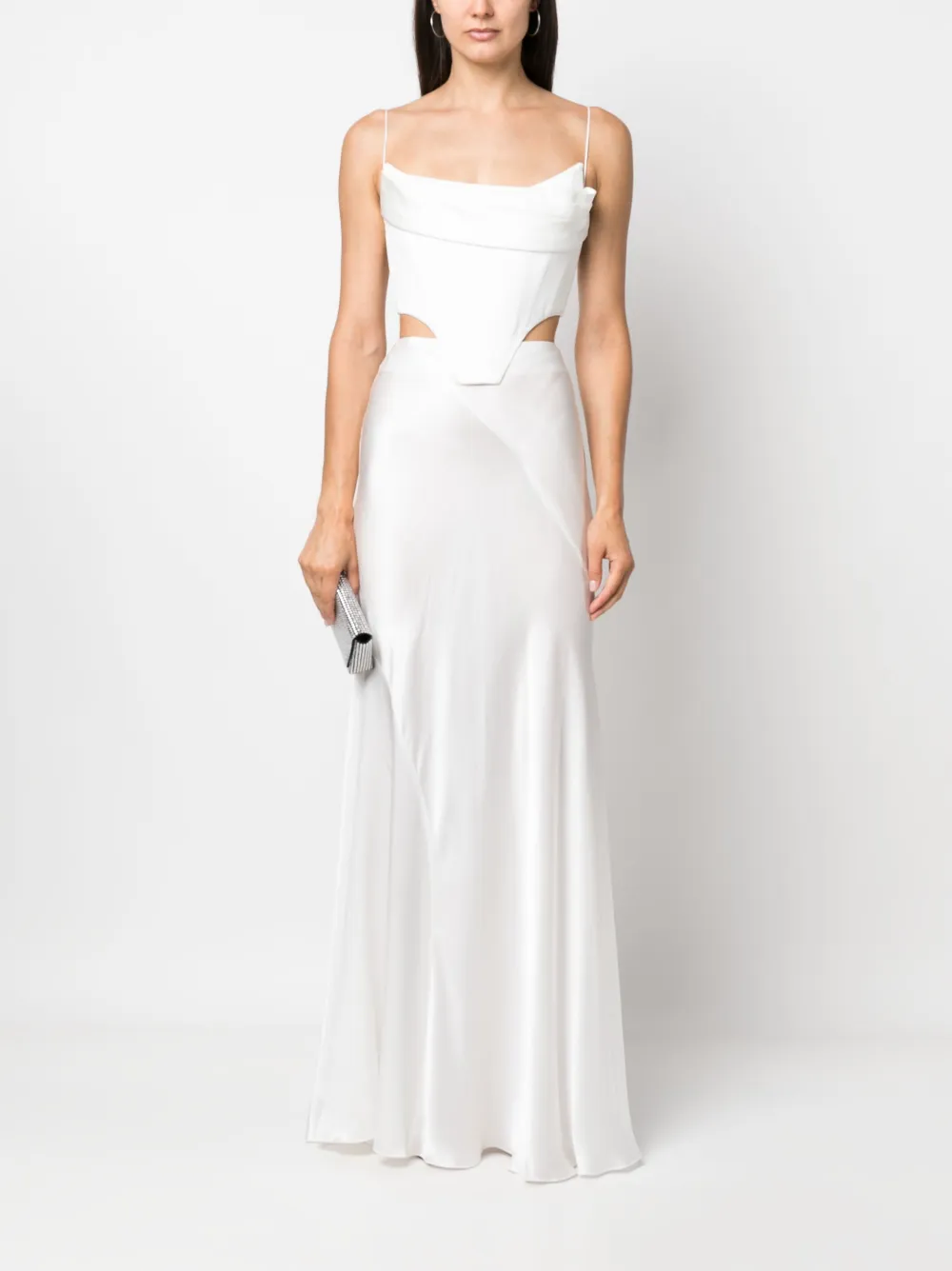 Alberta Ferretti satin maxi skirt - Wit