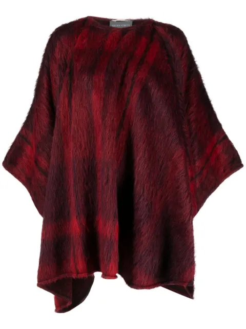 Alberta Ferretti tartan-pattern brushed cape