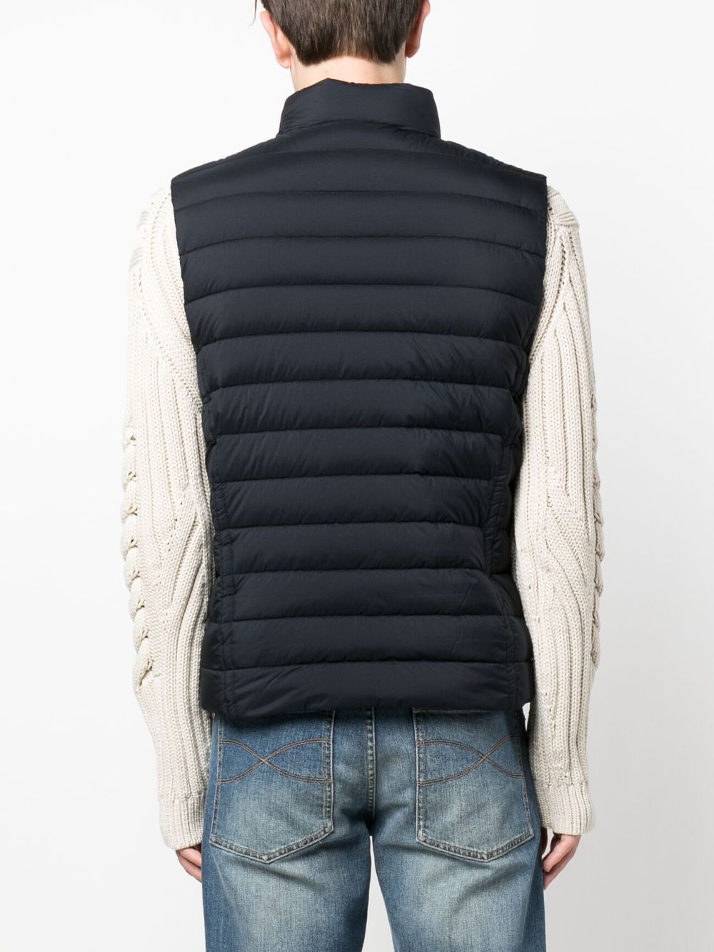 Shop Moorer Quilted Zipped Gilet In Blue