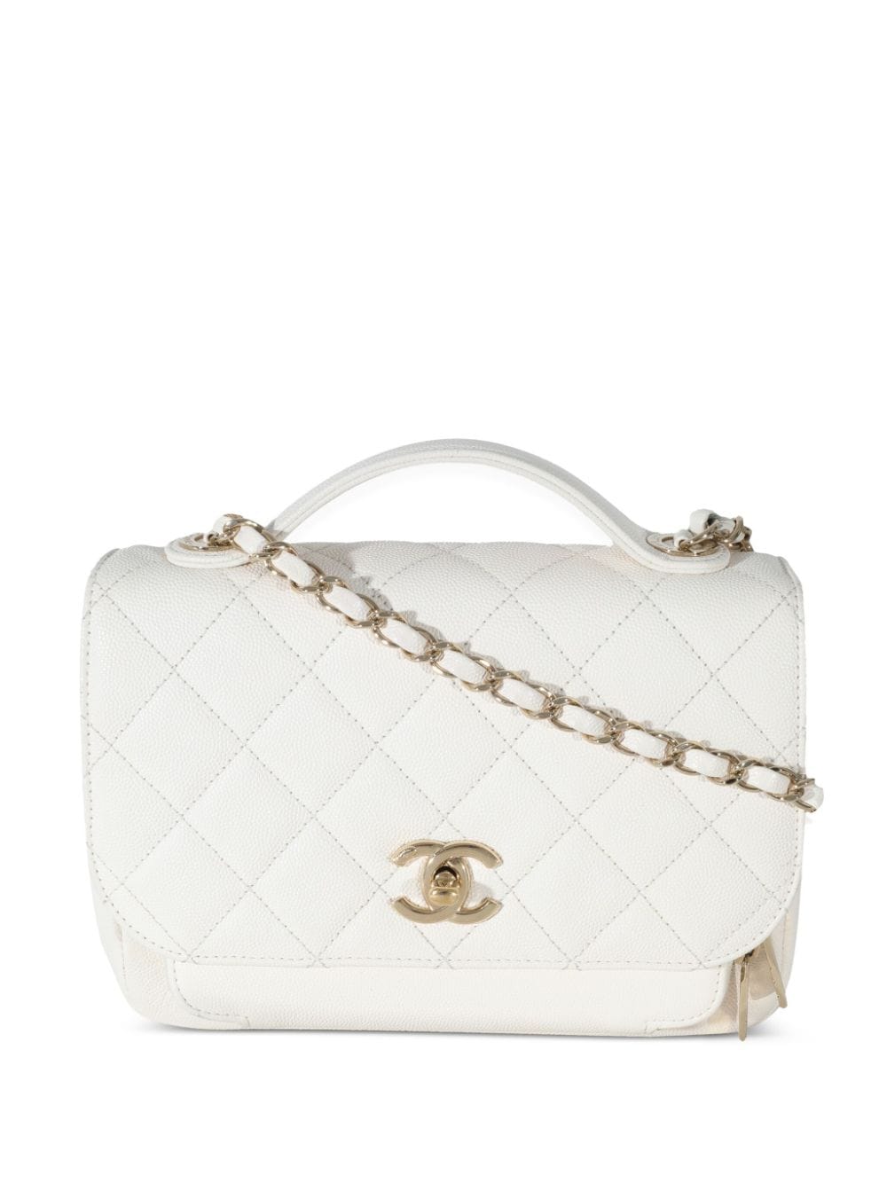 Pre-owned Chanel 2018 Medium Business Affinity Two-way Bag In White