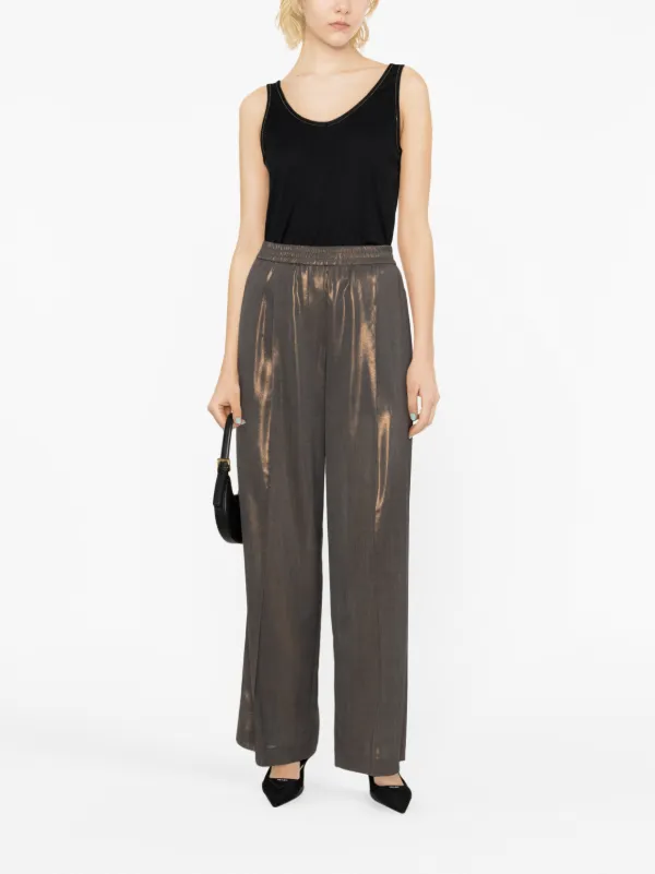 Brunello Cucinelli Metallic wide-leg Trousers | Metallic | FARFETCH SG