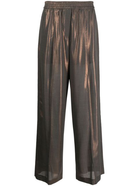 Brunello Cucinelli pantalones anchos con efecto metalizado 