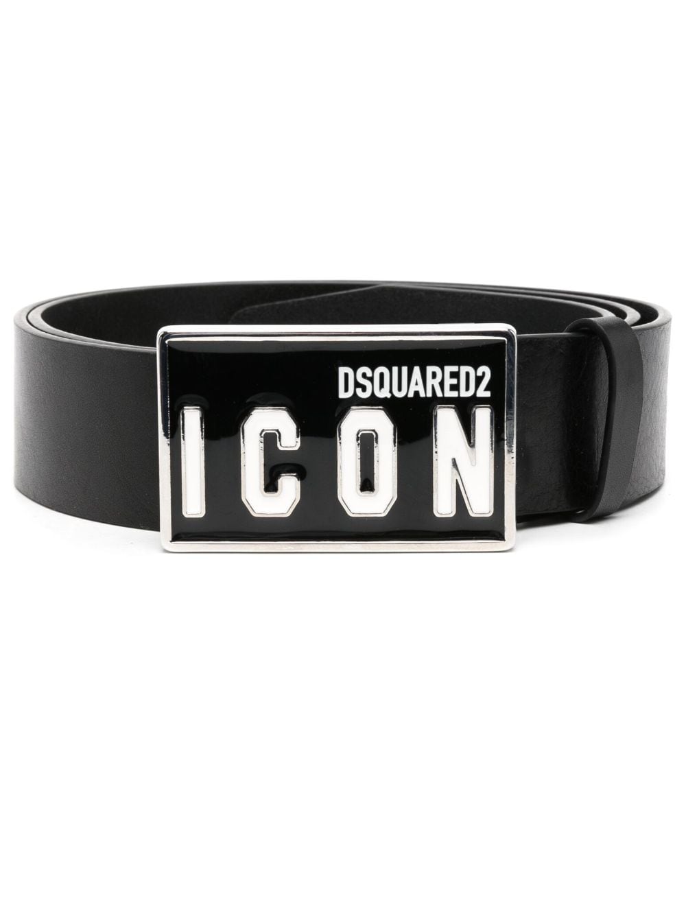 Dsquared2 Logo-buckle Leather Belt In Black