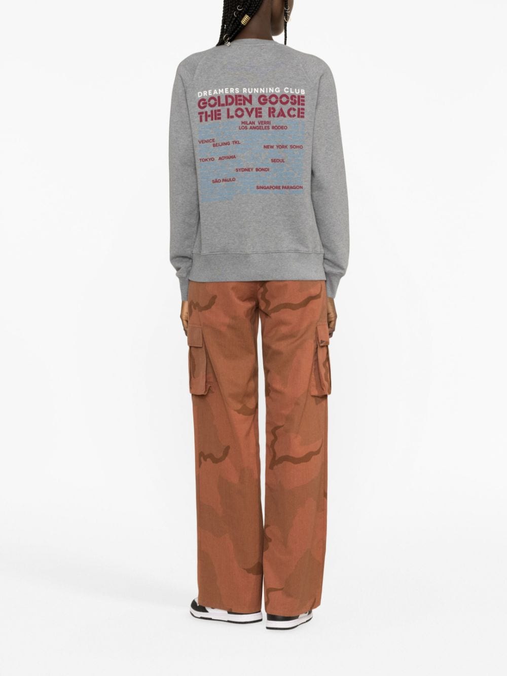 Shop Golden Goose Text-print Cotton Sweatshirt In Grey