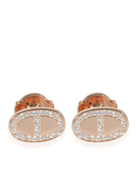 Hermès - pre-owned 18kt rose gold Chaine dAncre diamond stud earrings