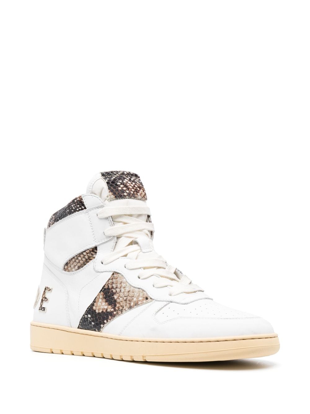 Shop Rhude Panelled High-top Sneakers In White