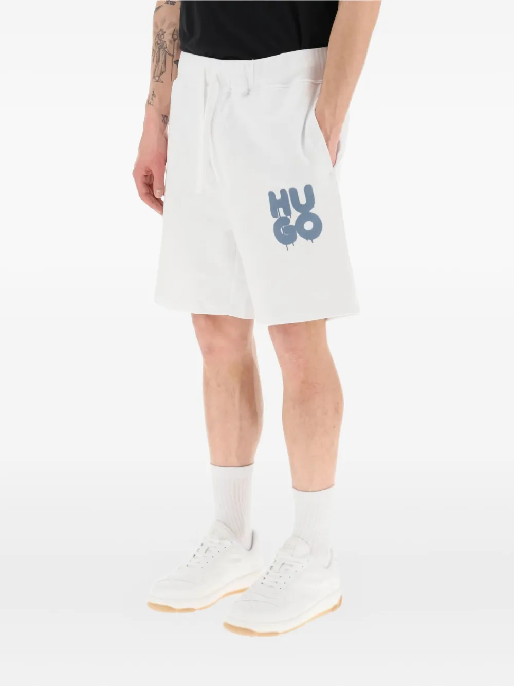 HUGO Dolivar Graffiti-logo shorts Wit