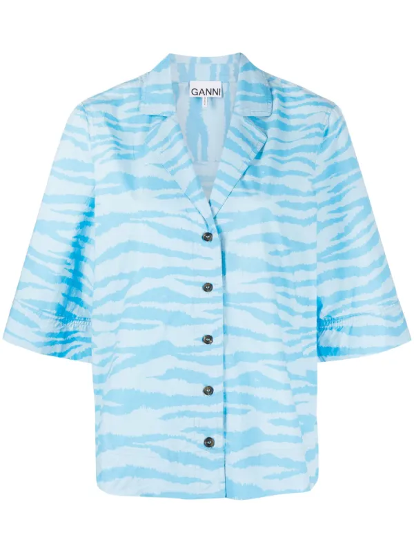 ganni blue zebra dress Rent The Blue Jacquard Open Back Mini Dress By Ganni
