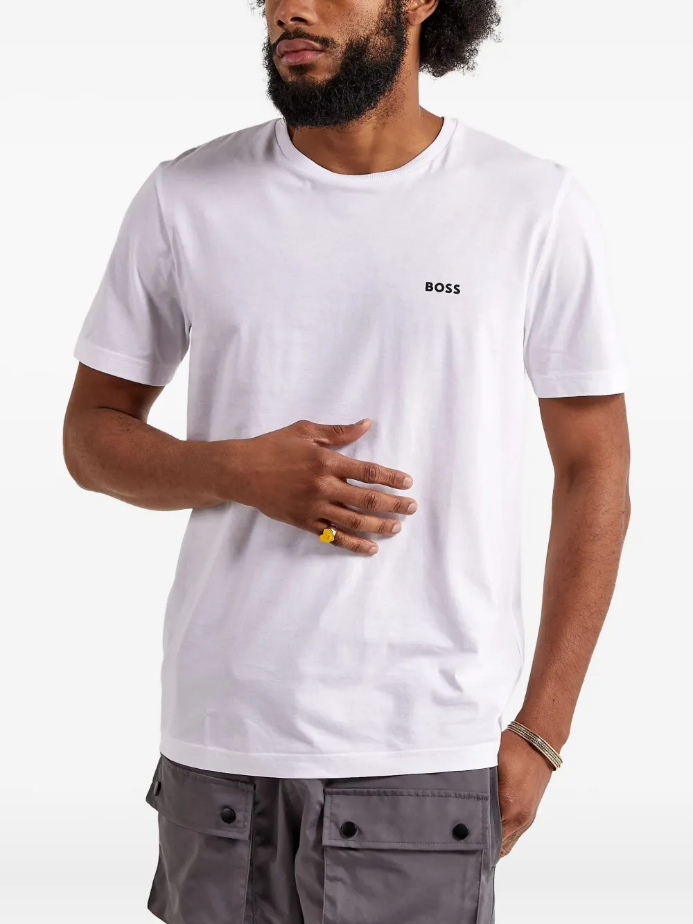 BOSS Stadium logo-print "White" T-shirt Wit