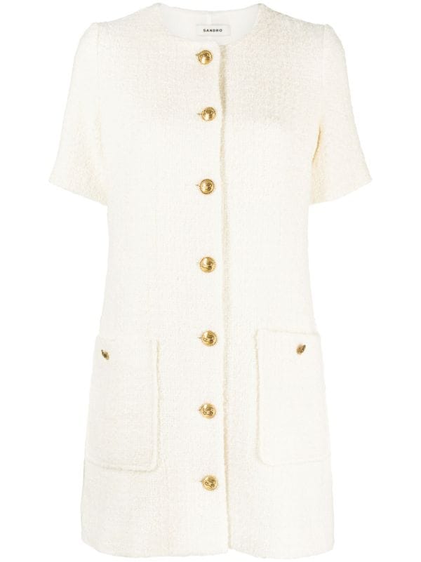 SANDRO Bouclé Shift Dress - Farfetch