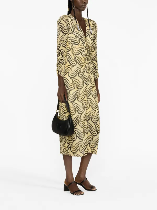 SANDRO abstract print Midi Dress Farfetch