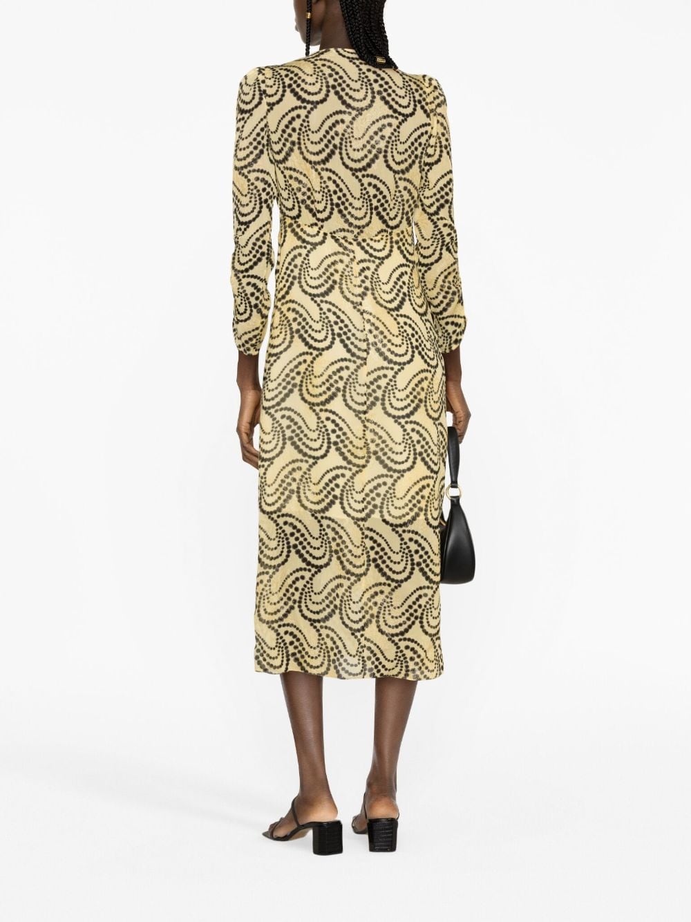 SANDRO Midi-jurk met abstracte print Geel
