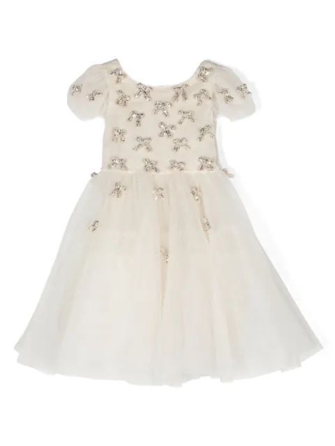 Monnalisa Vestido com sobreposição de tule