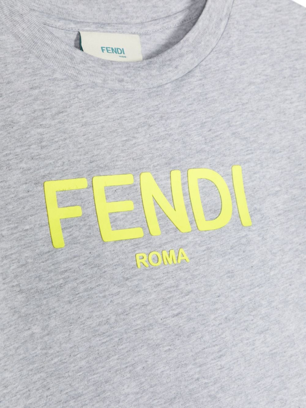 Shop Fendi Logo-print Cotton T-shirt In Grey