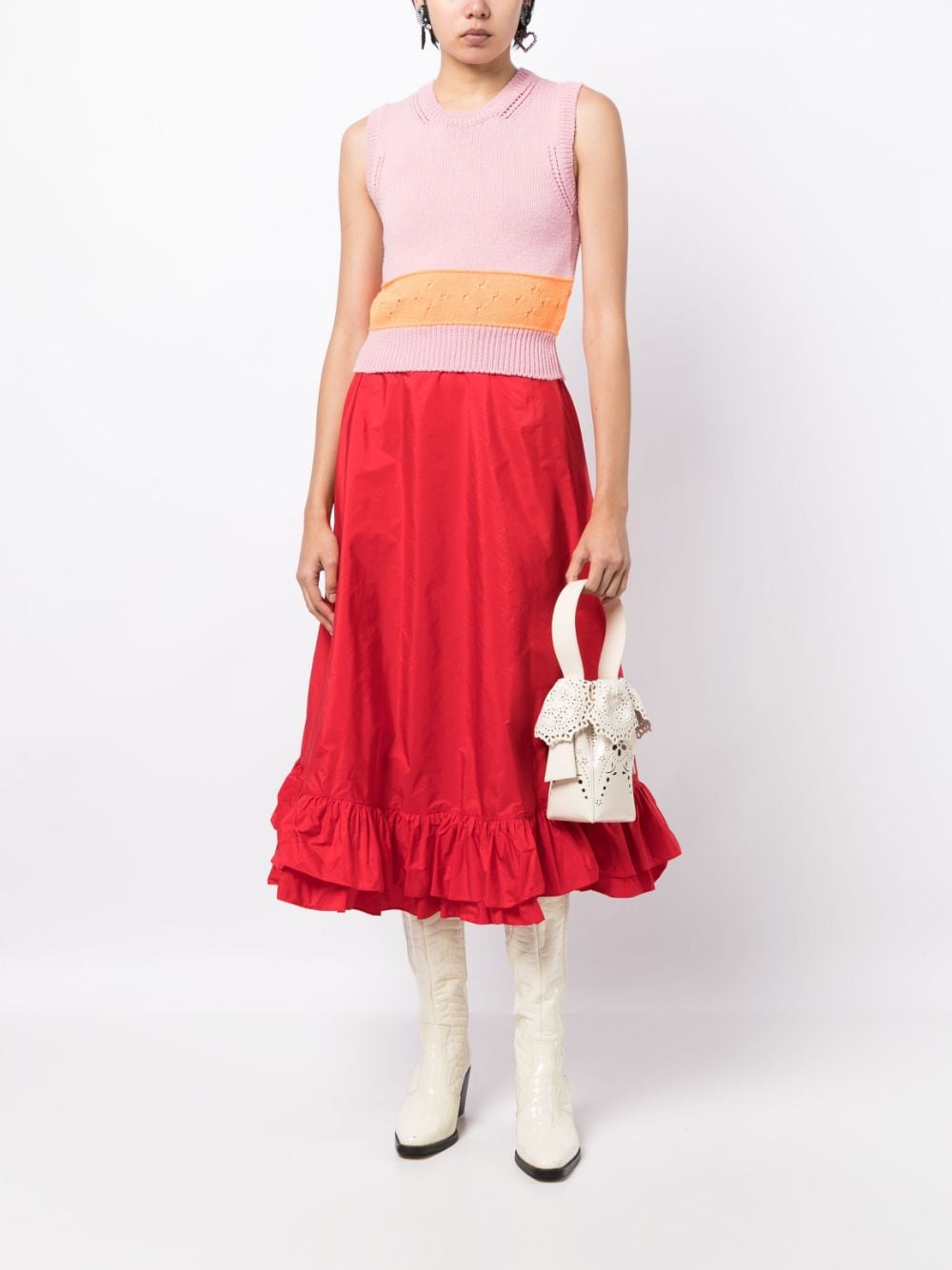 Shop Molly Goddard Tiered A-line Cotton Skirt In Red