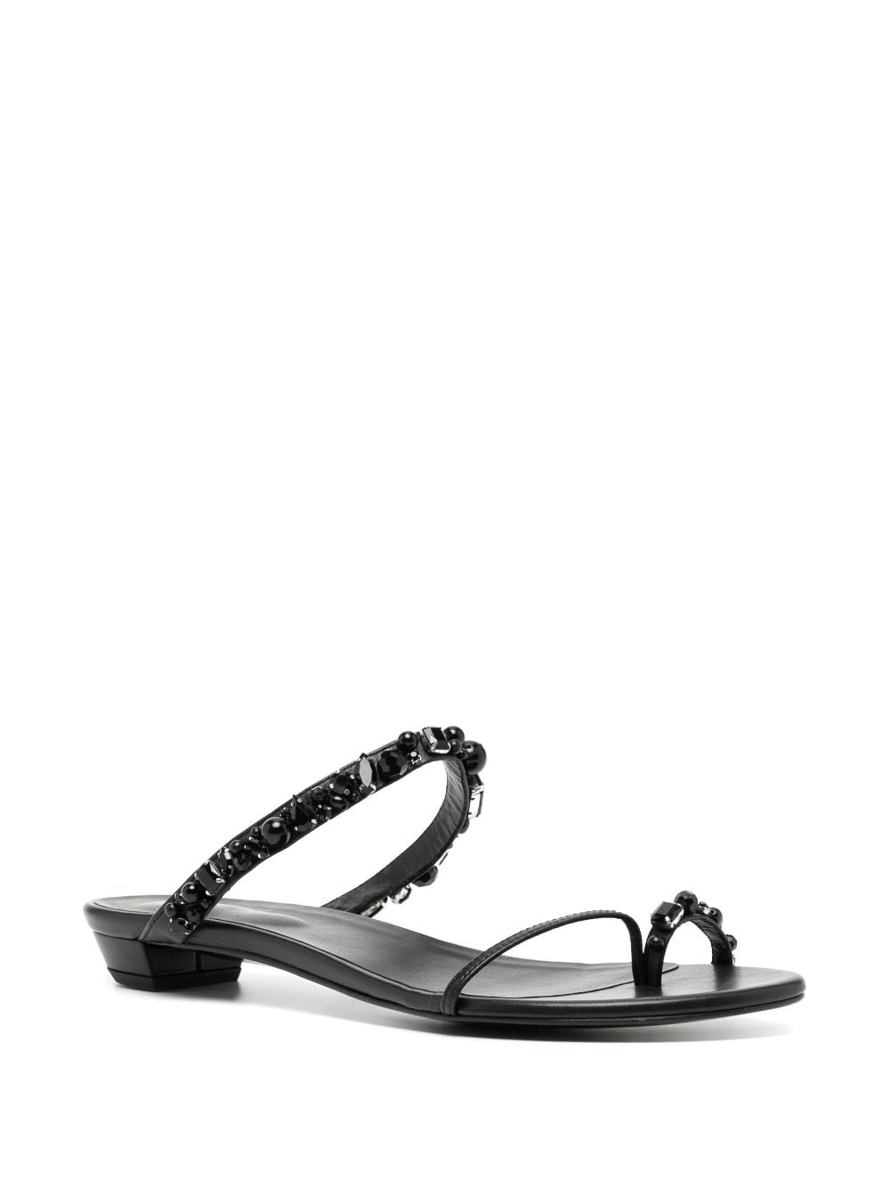 Undercover crystal-embellished leather sandals - Zwart